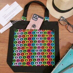 Tote Bag Peace Handmade Black Personalized Note NEW